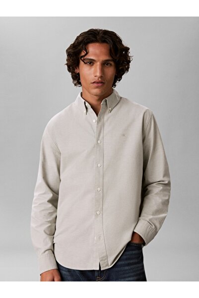 Calvin Klein LV140EM125 LS SOLID OXFORD CLASSIC SHIRT LIX Ölgrün