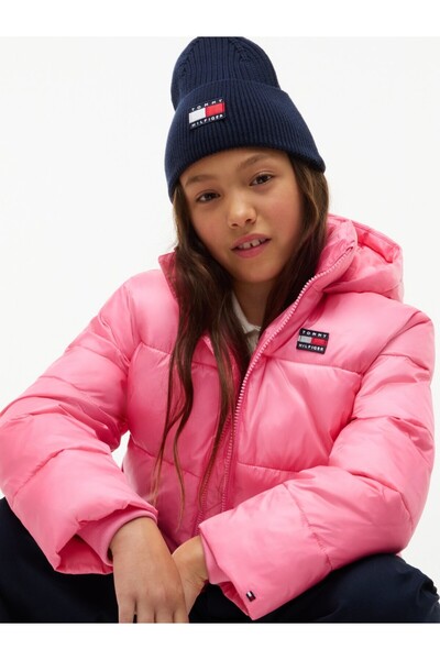 Tommy Hilfiger KG0KG09586 Φουσκωτό μπουφάν με κουκούλα, γυαλιστερό, THJ Εξωτι...