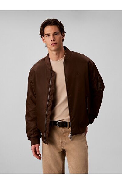 Calvin Klein LV04RG505G LS Τζιν Νάιλον Μπουφάν Μπόμπερ WFM Καφέ Φελλός