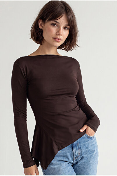 Drop by TrendyolMilla Madonna bluza sa dugim rukavima, uskim krojem i drapira...