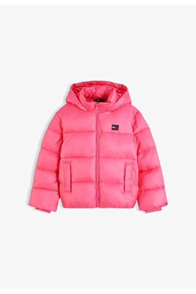 Tommy Hilfiger KG0KG09586A Glänzende Kapuzen-Steppjacke THJ Exotisches Rosa