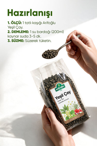 Arifoğlu Yeşil Çay, Green Tea %100 Doğal ve Katkısız 150 gr.