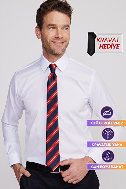 Tudors Regular Fit Beyaz Non-Iron %100 Pamuk Doğa Dostu Ekoteks Belgeli Gömlek