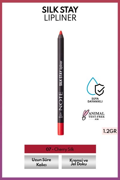 NOTE Silk Stay Lipliner Suya Dayanıklı İpeksi Dudak Kalemi - 07 Cherry Silk -...