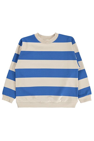 Civil Boys Kalın Çizgili Basic 6-9 Yaş Sweatshirt - Mavi