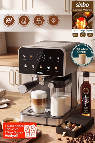 Sinbo SCM-3036 Pro 20 Bar Espresso Makinesi, 7 Kahve, Süt Hazneli, Kapsül Uyumlu