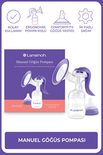 Lansinoh Manuel Göğüs Pompası, Biberon Emziği (1Ay+) & Aksesuarları