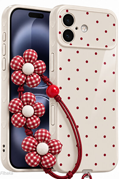 Fibaks iPhone 17 Kılıf Puantiyeli Çiçek Desenli Charm Aksesuarlı Silikon | Ka...