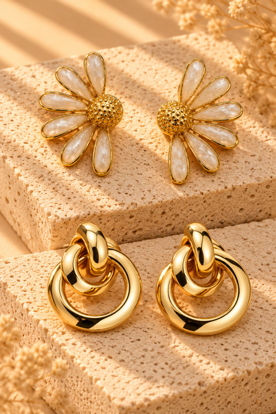 Jack Ferrero 2-Piece Steel Yellow Color Non-Fading Enamel and Round Ring Deta...