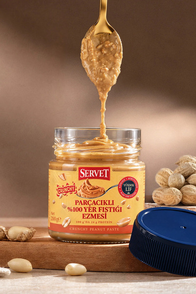 Servet Şeker İlavesiz Parçacıklı Yer Fıstığı Ezmesi 200 gr