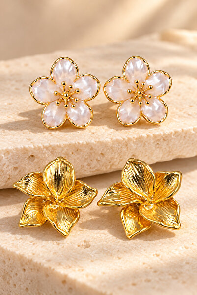 Jack Ferrero Set of 2 Steel Yellow Color Non-Fading Enamel Flower and Lotus F...