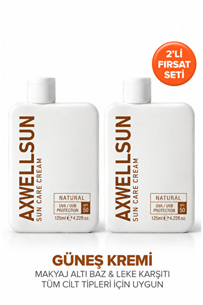 AXWELL 50 SPF+ 2 Li Fırsat Seti Leke Karşıtı Nemlendirici Yüksek Koruma Güneş Kremi
