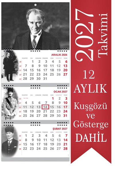 StickerArt 2027 Atatürk Gemici Takvimi Denizci Duvar Takvimi 33x77,5 cm