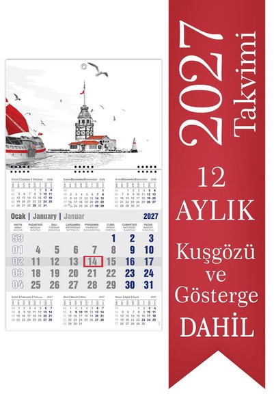 StickerArt 2027 7 Aylık Gemici Takvimi Denizci Duvar Takvimi 33x57 cm