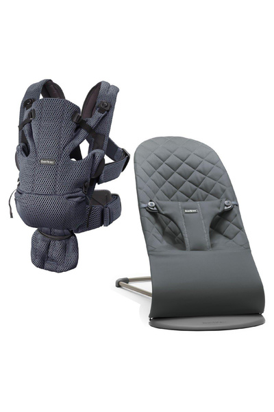 BabyBjörn 2'li Set Bliss Ana kucağı Woven & Kanguru Move Mesh Anthracite