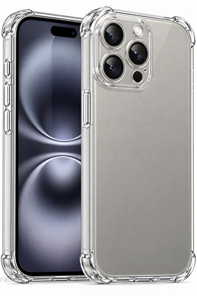 Fibaks iPhone 15 Pro Kılıf Antishock Darbe Emici Kamera Korumalı Yumuşak Esne...