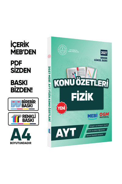 Karakutu Yayınları 2027 YKS-AYT MEBİ-OGM Fizik Pratik Konu Özet Kitabı RENKLİ...
