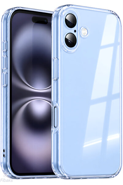 Fibaks iPhone 16 Kılıf Kamera Korumalı Şeffaf Ince Esnek Renksiz Silikon Kapak