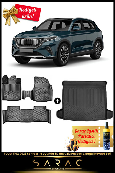 SRCMATS TOGG T10x 2023 ve Sonrası ile Uyumlu Araca Özel 3d Havuzlu Paspas & B...
