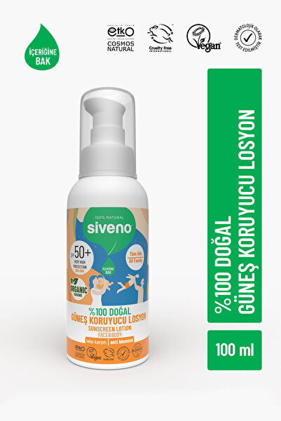 Siveno %100 Doğal ve Organik Tamanu Yağlı Güneş Losyonu Mineral Filtreli Tüm ...
