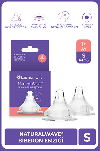 Lansinoh NaturalWave® 2'li Biberon Emziği Yavaş Akışlı (1 Ay+)