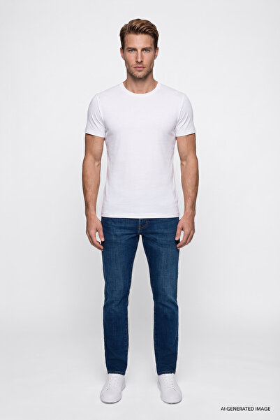 WRANGLER Texas Slim Fit Dar Kesim Normal Bel Koyu Mavi Pamuklu Esnek Denim Je...