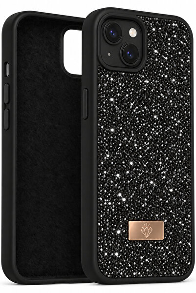 Fibaks iPhone 14 Plus/15 Plus Kılıf Içi Kadife Elmas (Jelatini Sökünüz) Tasar...