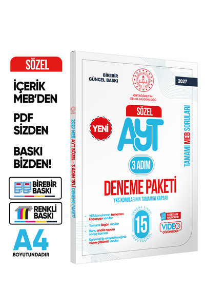 İnformal Yayınları 2027 3 Adım YKS-AYT Sözel MEBİ Özgün Sorular 15li Deneme F...