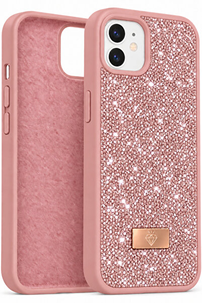 Fibaks iPhone 12/12 Pro Kılıf Içi Kadife Elmas (Jelatini Sökünüz) Tasarımlı P...