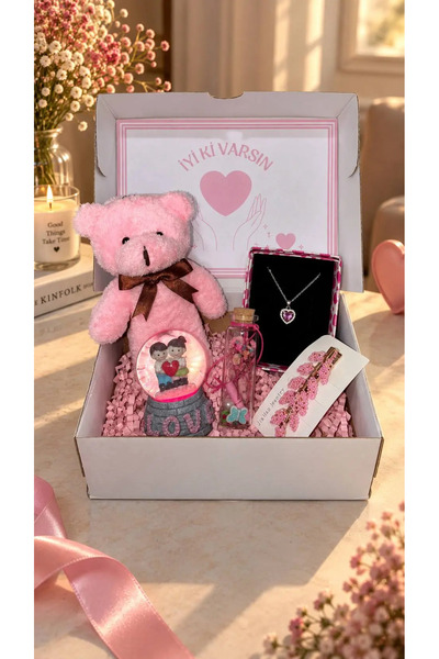 miraybutikhediyelikesya İyi Ki Varsın Hediye Kutusu – Kalpli Kolye, Işıklı Ka...