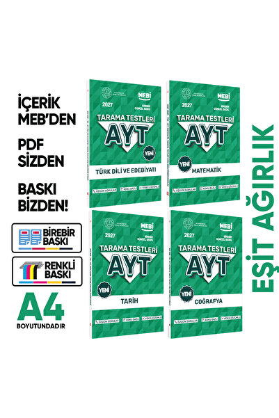 Karakutu Yayınları 2027 YKS-AYT MEBİ-OGM 4lü Tüm Dersler Özgün Tarama Eşit Ağ...