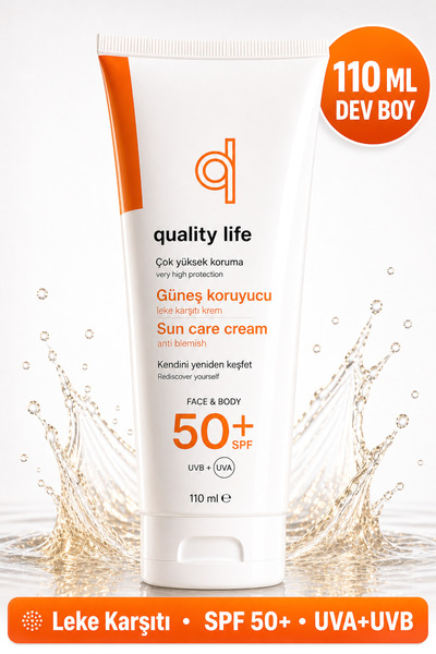 Quality Life Yüz Güneş Kremi 110 ML - Su Bazlı Leke Karşıtı Güneş Koruyucu 50...