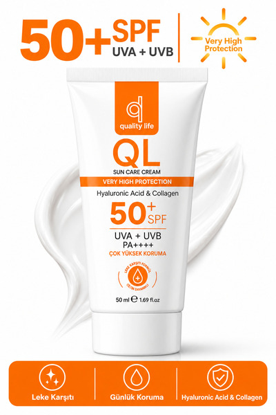 Quality Life Yüksek Koruyucu Yüz Güneş Kremi Leke Karşıtı Su Bazlı SPF 50+ Ya...