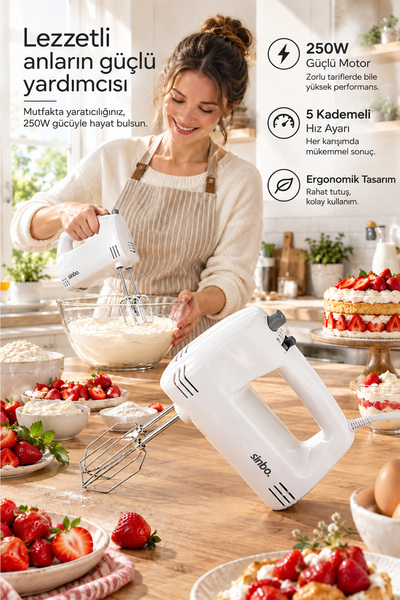 Sinbo SMX-2758 El Mikseri 250W Turbo 5 Hızlı Mikser