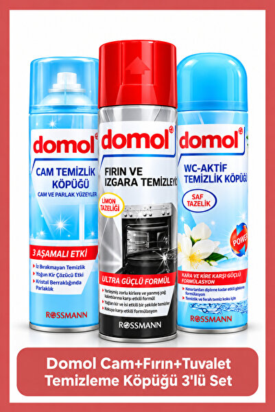 DOMOL Cam+Fırın+Tuvalet Temizleme Köpüğü 3'lü Set