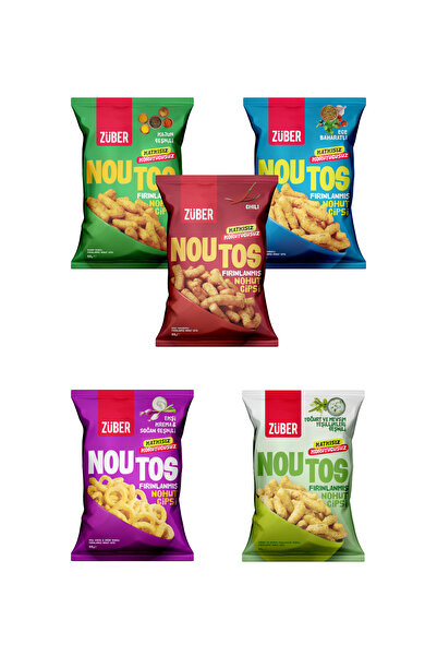 Züber Noutos Atıştırmalık Karma Paketi 55g x 5 Adet (Ege, Kajun, Chili, Yoğur...