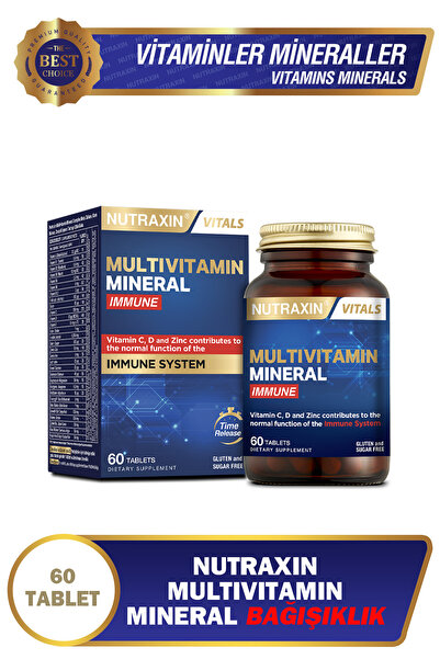 Nutraxin Multivitamin Mineral Immune Complex 60 Tbl - Magnezyum, C, D, Zinc, ...