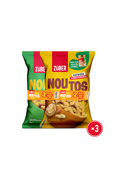 Züber Noutos %100 Yer Fıstığı Ezmeli 55g x 3 Adet + Kajun Baharatlı 55g x 3 A...