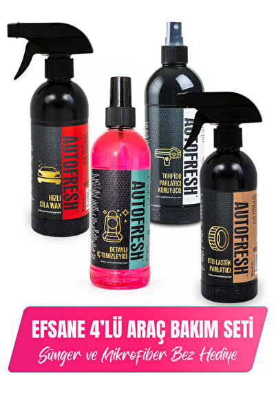 AutoFresh Araç Efsane 4'lü Oto Bakim Temizlik Seti (sünger Ve Mikrofiber Bez )