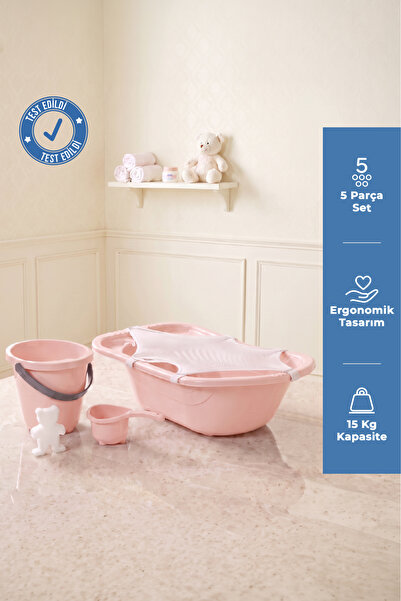 Babyjem 5 Parça Bebek Banyo Küvet Seti Pembe
