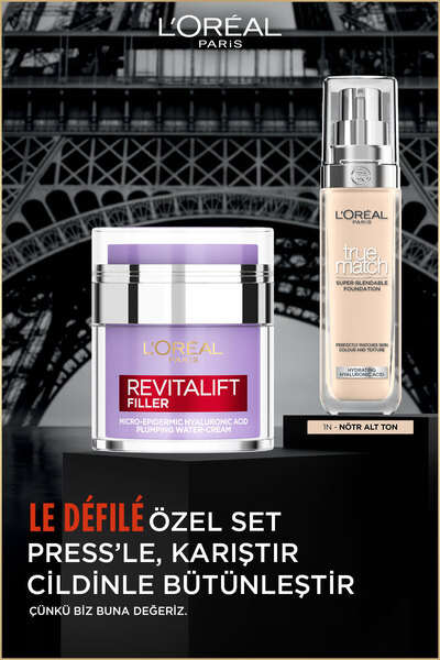 L'Oreal Paris Revitalift Filler Pressed Jar Nemlendirici Krem + True Match Ba...