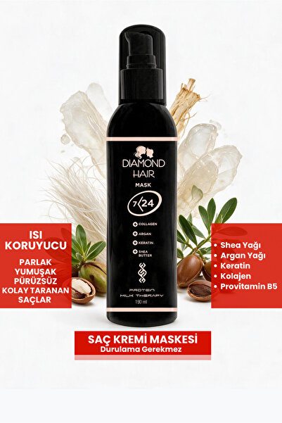 DIAMOND HAIR Durulanmayan Saç Kremi Isı Koruyucu Kolay Tarama Keratin Sütü Ar...