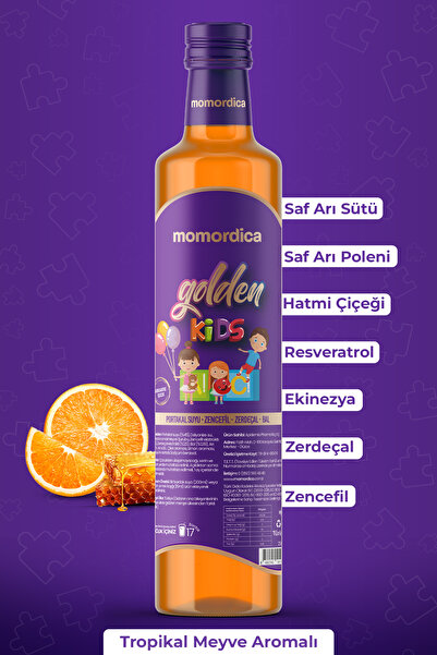MOMORDİCA Golden Kids - 10 Doğal Bitki İçerikli Portakal Aromalı Çocuklara Özel Konsantre Karışım - 250ml
