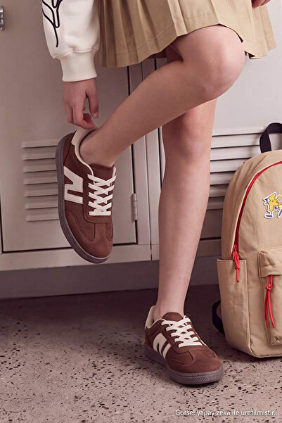 TRENDYOL SHOES Brown Suede Kids/Teenagers Unisex Retro Sports Shoes Takaw27Sn...