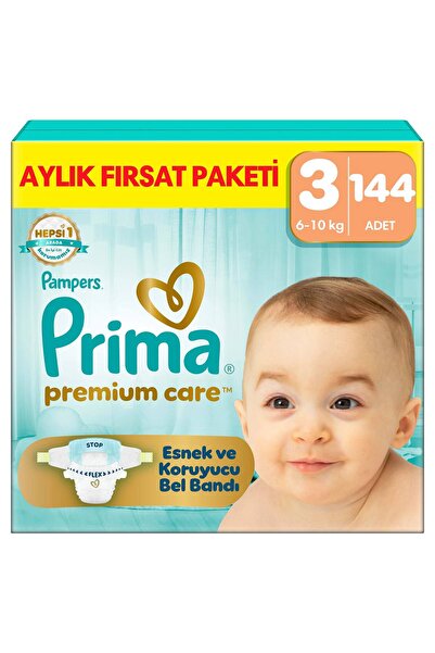 Prima Premium Care Aylık Fırsat Paketi 3 Numara 144 Adet Bebek Bezi