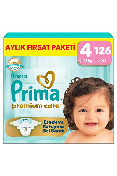 Prima Premium Care Aylık Fırsat Paketi 4 Numara 126 Adet Bebek Bezi
