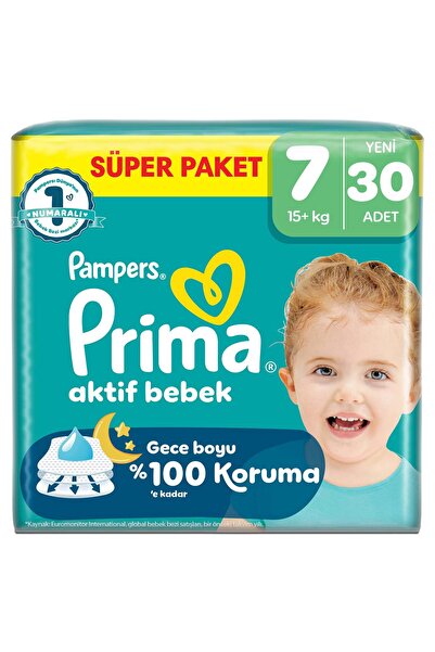 Prima Bebek Bezi Aktif Bebek Süper Paket 7 Beden 30 Adet
