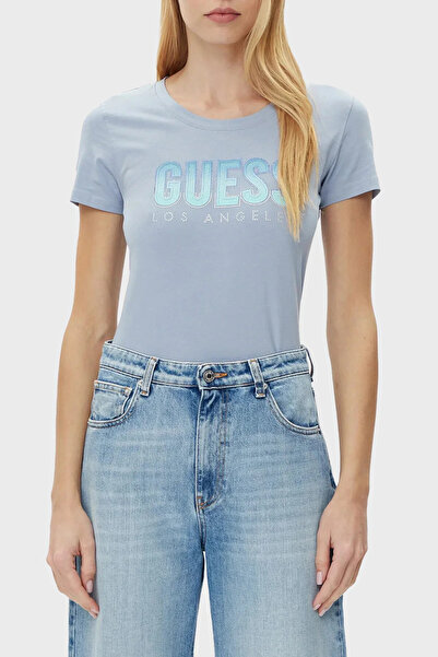 Guess تي شيرت نسائي ضيق من Cn Ss Glitter