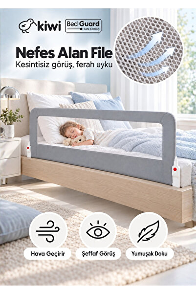 Kiwi Bed Guard Katlanabilen Yatak Güvenlik Bariyeri Extra Sünger Kaplama Dolg...