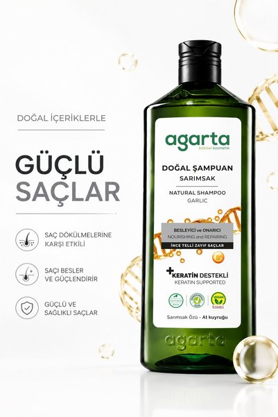 Agarta Saç Dökülmelerine Karşı Hızlı Saç Uzatan Dolgunlaştırıcı Ve Onarıcı Sarımsak Özlü-Tuzsuz Şampuan